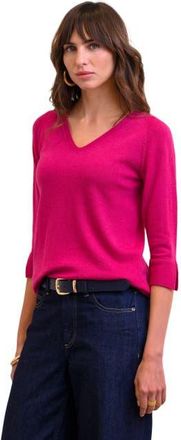 Celtic & Co. Fine Knit Merino V-Neck Sweater in Raspberry at Nordstrom, Size X-Small
