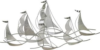 Beliani Beliani - Decoraci&oacute;n De Pared Barcos Arte De Pared De Metal Plateado Estilo Moderno Americium