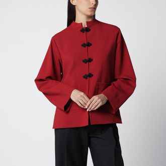 R&oacute;he Giacca con chiusura pankou rosso carminio in lana