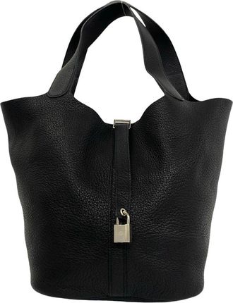 Herm&egrave;s Black Taurillon Clemence Leather Handbag Tote Bag (Pre-Owned)