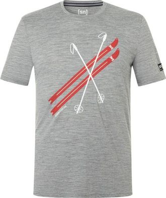 super.natural Kryssede Ski Tee Merinoshirt f&uuml;r Herren | grau