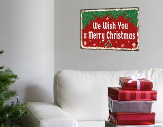 Queence Metallbild »We Wish You a Merry Christmas« Schneeflocken Schriftzug Schriftzüge Sprüche Sprüche & Texte Weihnachten 1 Stk. tlg. Stahlschilder