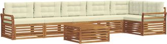 vidaXL Conjunto De Sof&aacute;s De Exterior 7 Uds. Natural Y Crema Vidaxl