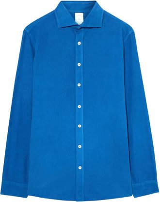 Brooks Brothers Ribfluwelen overhemd met gespreide kraag - Blauw