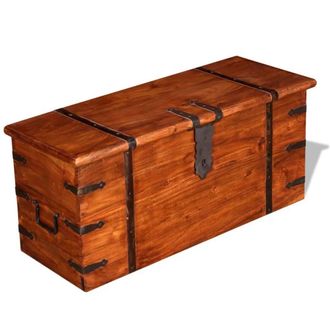 Berkfield Home Two Piece Storage Chest Set Solid Wood in Brown
