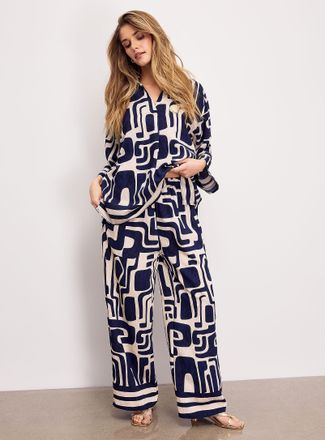 Icone Womens Geometric pattern wide-leg pant