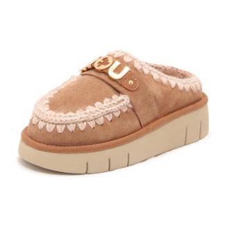 Mou Mules, female, Beige, Size: 10 US Bounce Clog Metal Logo