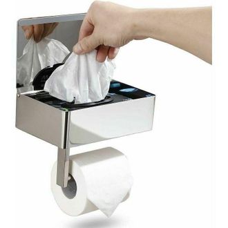 OEM Soporte Para Papel Higi&eacute;nico Cromado Con Estante, Dispensador De Toallitas Desechables Y Organizador De Ba&ntilde;o: Mant&eacute;n Tus Toallitas Fuera De La Vista. 