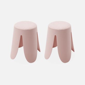 Sweeek Sweeek - Taburete Apilable Con Asiento Texturado, Set De 2, Niki, Rosa, 44x30x46 Cm