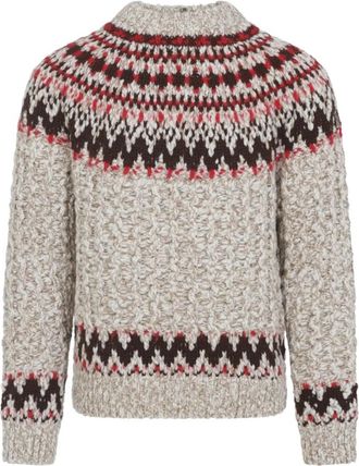 Moncler Grenoble Sweater - Heren - Ronde hals truien - Veelkleurig - L - Wol - Truien & Vesten