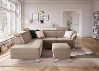 Sit&more Ecksofa »Vincenzo L-Form« inklusive Kopfteilverstellung, wahlweise mit Bettfunktion, Bettkasten