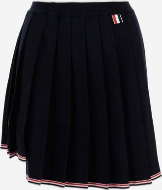 Thom Browne Navy Blue Pleated Skirt