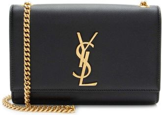 Saint Laurent Black Leather Grain de Poudre Monogram Kate Small Shoulder Bag (Authentic Pre-Loved)