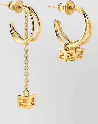Fendi double hoop charm earrings