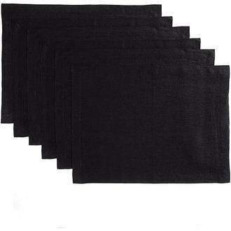 Solino Home Linen Placemats - Fete - Set of 6, 14 x 19 in Black at Nordstrom, Size Medium