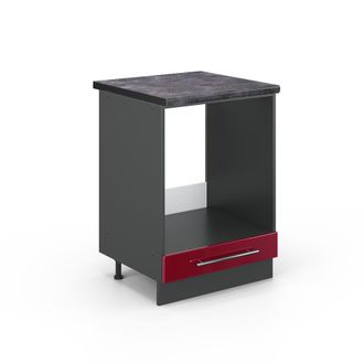 Vicco Armario Para Horno Empotrado Fame-line, Rojo Burdeos Alto Brillo, 60 Cm, Et Antracita Vicco