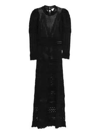 Isabel Marant puff-sleeve crochet dress - Zwart