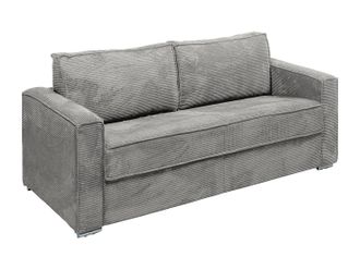 Vente-Unique Sof&aacute; cama de 4 plazas de apertura r&aacute;pida de pana gris claro - Cama de 160 cm - Colch&oacute;n de 18 cm LORETO