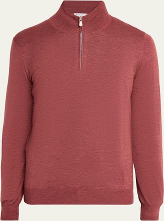 Brunello Cucinelli Mens Cashmere-Blend Quarter-Zip Sweater