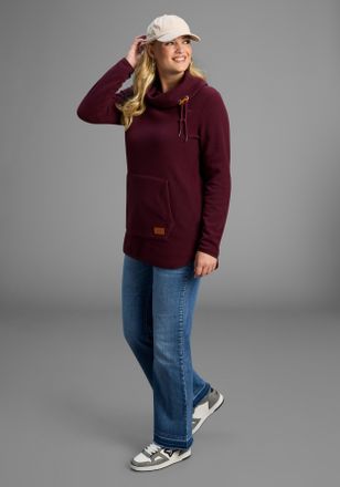 Kangaroos Fleecepullover KANGAROOS, Damen, Gr. 40/42, lila (aubergine), Fleece, Obermaterial: 100% Polyester, unifarben, l&auml;ssig geschnitten h&uuml;ftbedeckend, Sweat