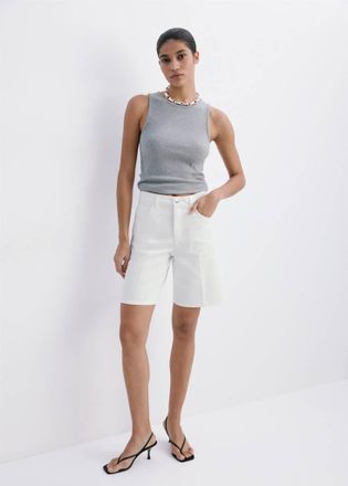Mango Bermuda denim dritti bianco - Donna - 42 - MANGO