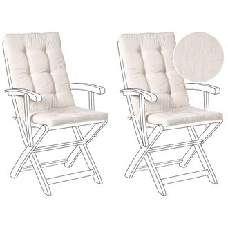 Beliani Beliani - Conjunto De 2 Cojines Para Asiento Y Respaldo De Sillas De Exterior Con Lazos Beige Claro Maui