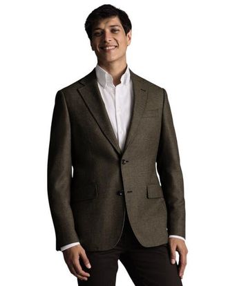 CHARLES TYRWHITT Wool Texture Slim Fit Jacket in Stone at Nordstrom, Size 44