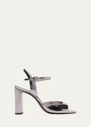 Alexandre Birman 90mm Amy Metallic Leather Ankle-Strap Sandals