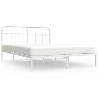 Berkfield Home Metal Bed Frame with Headboard White 183x213 cm