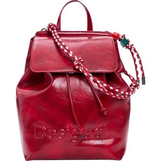 Desigual Mini Logo Embossed Convertible Faux Leather Backpack in Red at Nordstrom