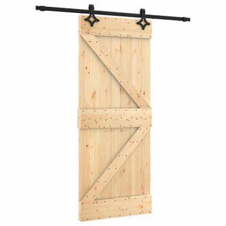 vidaXL Puerta Corredera Natural Y Negro 85 X 210 Cm Vidaxl