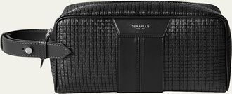 Serapian Mens Stepan Canvas and Leather Wash Bag