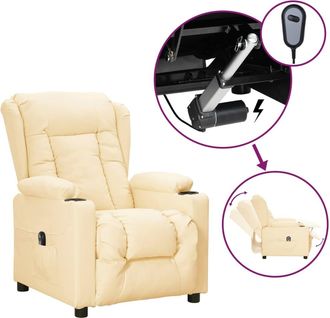 vidaXL Sill&oacute;n Reclinable El&eacute;ctrico De Cuero Sint&eacute;tico Crema Vidaxl