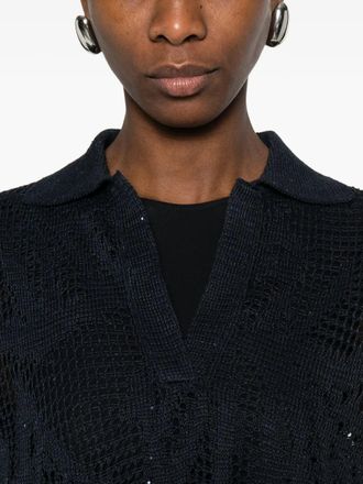 Brunello Cucinelli Womens V-Neck Open-Knit Sweater Ss26 W