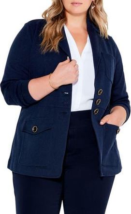 Nic+Zoe Editor Knit Blazer in Dark Indigo at Nordstrom Rack, Size 1X