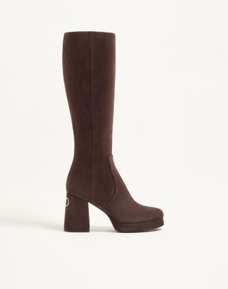 Valentino Garavani Stivale Con Plateau Fawcette In Crosta 90Mm Donna EBANO 35.5