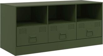 vidaXL Mueble De Tv De Acero Verde Oliva 99x39x44 Cm Vidaxl