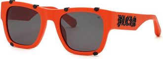 Philipp Plein Philipp Plein Sunglasses Square Full Rim, Orange Frame And Grey Lens Spp042Wv47F