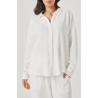 Splendid Ava Cotton Gauze Button-Up Shirt in White at Nordstrom, Size X-Large
