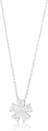 SHYMI Cubic Zirconia Flower Pendant Necklace in Silver at Nordstrom