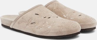Brunello Cucinelli Sequined suede slides