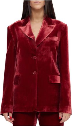 Moschino Lange fluwelen jas - Dames - Blazers - Rood - S - Jassen