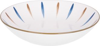 KASANOVA Piatto fondo in porcellana pennellato blu marrone 20,2 cm Petali