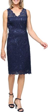 S.L. Fashions Lace Jacket and Sheath Dress Set in Navy at Nordstrom, Size 10P