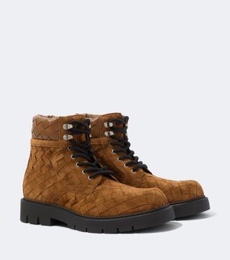 Bottega Veneta Botas con cordones Haddock de ante Intrecciato