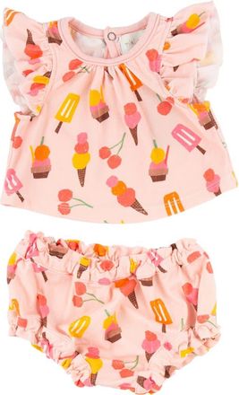 Miki Miette Yasi Flutter Sleeve Top & Bloomers Set in Ice Cream Shoppe at Nordstrom, Size 12M