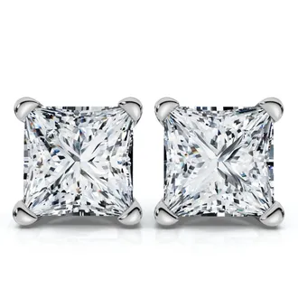 Pompeii3 Certified 4Ct Princess Cut Martini Studs 14k Gold Lab Grown