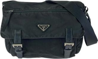 Prada Pre-owned Cross Body Bags, female, Black, Size: ONE SIZE Pre-owned Tessuto Nylon Shoulder Bag