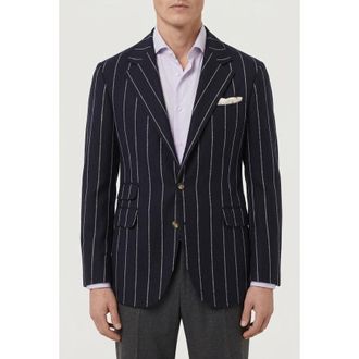 Brunello Cucinelli Navy Striped Tailored Blazer, Brand Size 54 (US Size 44)