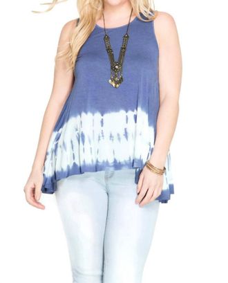 She + Sky Tie Dye Sleeveless Tank - Plus In Blue